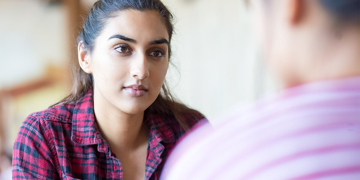 Friends having a serious conversation