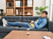Man sitting on couch in counselor's office